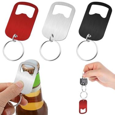 Imagem de Piriuuo Chaveiro abridor de garrafas de aço inoxidável, abridor de garrafa plano, pequeno abridor de garrafa de cerveja, mini abridor de lata de metal, chaveiro para bartender, cozinha, bar,