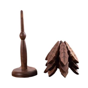 Imagem de ＫＬＫＣＭＳ Coasters de madeira da árvore com esteiras da placa quente do suporte, placemats decorativos trivets da árvore ajustaram trivets de madeira para