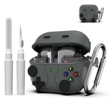 Imagem de Linda capa para Samsung Galaxy Buds 3 Pro/capa para Galaxy Buds 3 (2024), capa de proteção de silicone macio com desenho 3D para Galaxy Buds 3, acessórios com chaveiro e kit de limpeza (preto)