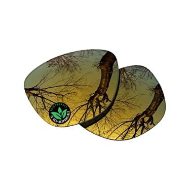 Imagem de Raydi Lentes de reposição de policarbonato para óculos de sol Oakley Frogskins OO9013 Quadrados - Espelho Dourado 24K - Polarizado