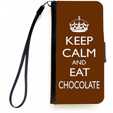 Imagem de Rikki Knight Keep Calm and Eat Capa carteira flip chocolate com aba magnética para Apple iPhone 5c