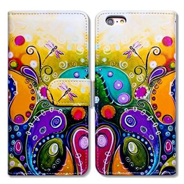 Imagem de Capa para iPod Touch 7, capa para iPod Touch 6, carteira colorida estilo libélula Bcov capa de couro com suporte para cartão de crédito e compartimento para cartão de identificação para iPod Touch