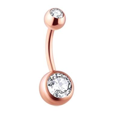 Imagem de Decentraland 1 peça Esfera prateada com zircão colorido 1,6 mm (14G) piercing de umbigo piercing corporal halteres piercing joias aço cirúrgico aço inoxidável 23 mm, 1.6mm(14G),L-23mm, Aço inoxidável,