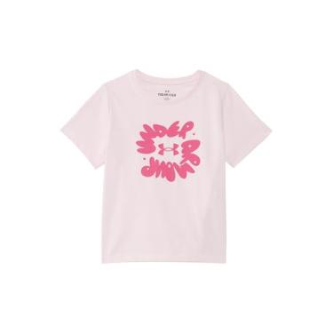 Imagem de Under Armour Camiseta feminina Bubble Wordmark manga curta (criança grande), Rosa Prime/Fúcsia sombreada/fúcsia sombreada, P