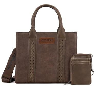 Imagem de Wrangler Sacolas femininas ocidentais e bolsas de mão alça superior com porta-cartão, Marrom vintage, Medium