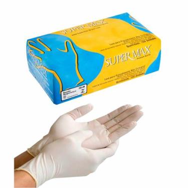 Imagem de Luva Descartável Látex Com Pó 100 Unidades - Supermax, Branco, PP