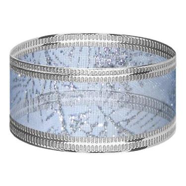 Imagem de Fita De Natal Organza Aramada Glitter Ouro 2,5cm X 10m - Fitas Regina 
