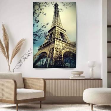 Imagem de Quadro Decorativo 60x40 Torre Eiffel Grande Tela Canvas Quarto Sala Cor Urbana Cor da armação Tecido Sobre Tela