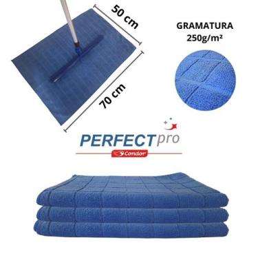 Imagem de Pano de Chão Microfibra Limpeza Geral Grande 70x50 C/ 3 UN - Perfect P