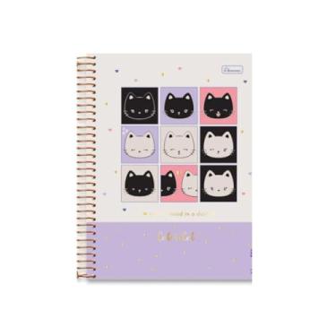 Imagem de Caderno Colegial 1 Matéria Cute Cat Cadersil - Coleção Fofa Gato 80 Folhas genérico (Quadrados)