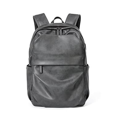 Imagem de Mochila masculina de couro macio de qualidade moda mochila de viagem de grande capacidade para laptop bolsa masculina