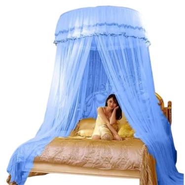 Imagem de Mosquiteiro Indiano de Teto Casal Gigante Box/Queen/King com abertura lateral 14 metros (Azul)