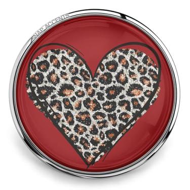 Imagem de Estampa de leopardo coração snap joias design de guepardo 18 mm botão de charme gengibre serve para pulseiras, colares, chaveiros, anéis personalizáveis femininos (vermelho)