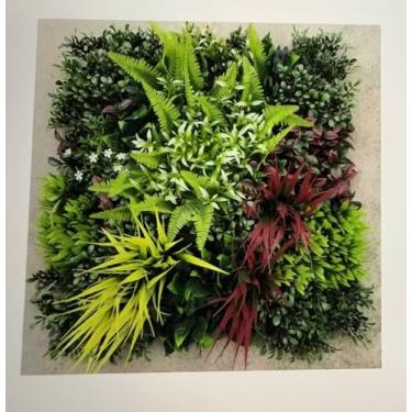 Imagem de Painel de Jardim Vertical Artificial, Folhagens Mistas, Verde e Vermelho, Decoração de Parede