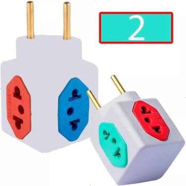 Imagem de Kit 2 Cubos Adaptador De Tomada Bivolt 10a 20a 4 Entradas 110v/220v - 