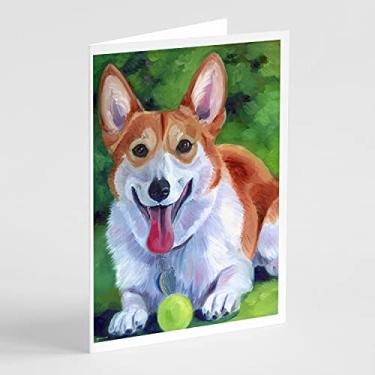 Imagem de Caroline's Treasures 7296GCA7P Corgi com cartões de felicitações e envelopes de bola verde, pacote com 8, 7 x 5, multicolorido