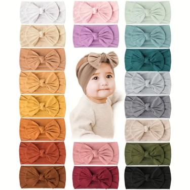 Imagem de Laço De Cabelo Bebê Turbante Faixinha Slim Kit 20 Unidades