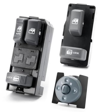 Imagem de Interruptor de janela elétrica do lado do motorista e do passageiro + controle de espelho para Chevy GMC C1500 C2500 C3500 C3500 K1500 K2500 K3500 Tahoe Yukon, 1994-1997 GMC Sonoma S15 Jimmy 151515