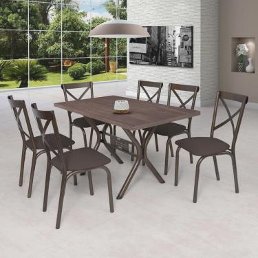 Imagem de Conjunto Sala de Jantar Mesa 136x80cm Tampo mdf/mdp com 6 Cadeiras Karina Ciplafe