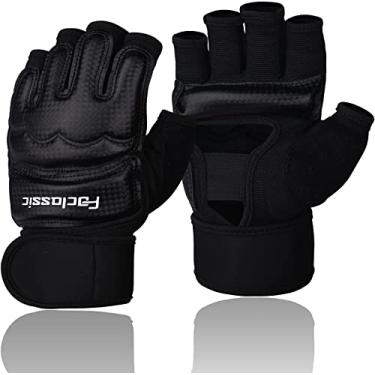 Imagem de Kickboxing Luvas de Sparring MMA Luvas de boxe para homens mulheres crianças saco de pancadas meio dedo luvas de luta luvas de taekwondo para homens mulheres treinamento de boxe preto pequeno