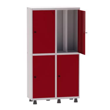 Imagem de Armário Guarda Volume Locker Roupeiro Insalubre 2 Vãos 04 Portas GRP502/4INS Cinza e Vermelho - Pandin