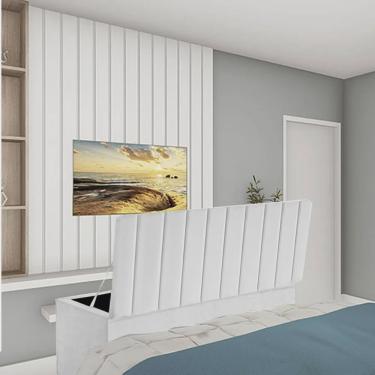 Imagem de Calçadeira Recamier Baú Carla 160cm Queen Size Para Quarto Box Sintético Branco - Ahz Móveis