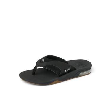 Imagem de REEF Chinelo infantil Fanning, suporte de arco, sola durável, adequado para água, Preto/prata, 17