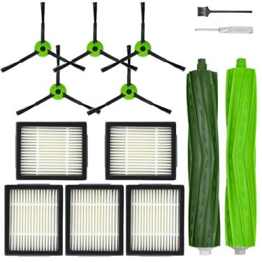 Imagem de Acessórios de peças de reposição da série J para iRobot Roomba J5 J5+ J6 J6+ J7 J7+ J8 J8+ J9 J9+ Kit de acessórios de aspirador de pó robótico, 1 escova principal, 5 escovas laterais pretas, 5
