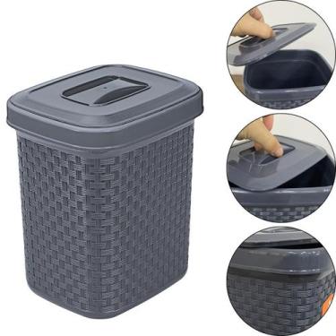 Imagem de Lixeira de Pia com Tampa Rattan Chumbo 4,5 Litros Cor Chumbo - Nitron