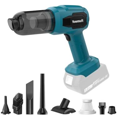 Imagem de YOWMOFT Aspirador De Pó Portátil 3 Em 1 Para Carro, Compatível Com Bateria Makita De 18 V Com Sucção Forte De 21.000 Pa, Aspirador De Pó Portátil Sem Fio E Soprador Com Motor Sem Escova De 200 W, Mi