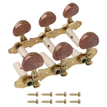 Imagem de 2 peças Yootones Ágata Botões Marrom Guitarra Clássica Afinadores de Cordas Teclas Cabeças de Máquina Pinos de Afinação 3L3R Compatível com Guitarra Clássica (Ouro)