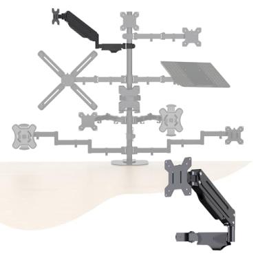Imagem de Pholiten Braço de monitor único, braço de exibição tipo gás, articulado duplo, montagem em poste de 35 mm, suporta 13-81 cm, capacidade de carga 10 kg, VESA 75-100 mm MD8411DB