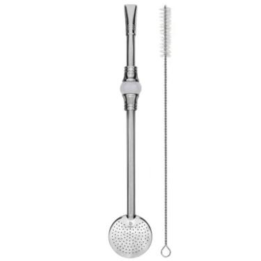 Imagem de Bomba de Chimarrão Inox 23cm Anel Pérola Bojo Mil Furos Removível Erva Mate