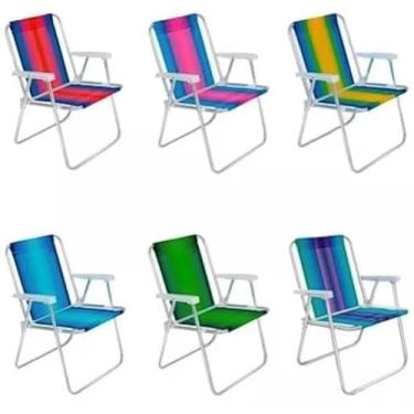 Imagem de Cadeira De Praia Alta Dobravel Aço cores Sortidas Unitário Oferta