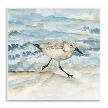 Imagem de Stupell Industries Arte de placa de parede Sandpiper Striding Shore, design por Nan, 12 x 12