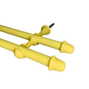 Imagem de Varão de cortina de Aço 2,0 metros Duplo 19mm fino Bastão de cortina Ferro Varão Duplo(Marfim)