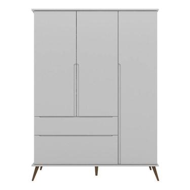 Imagem de Guarda Roupa Infantil Retrô Melinda 3 Portas E 2 Gavetas Cinza - Phoenix Baby Cinza