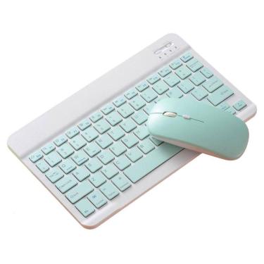 Imagem de Kit Teclado e Mouse Sem Fio p/ Tab S7 Fe T735 T730 Verde