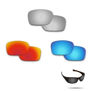 Imagem de Fiskr Lentes polarizadas de substituição para óculos de sol Oakley Hijinx (OO9021) com revestimento antiarranhões, água salgada e antipoeira (prata metálica, vermelho fogo e azul gelo)