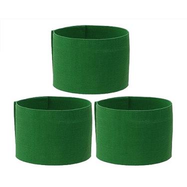 Imagem de ONLYKXY Braçadeiras de capitão de 3 peças 7 x 32,5 cm/2,7 x 12,8 polegadas braçadeira de líder ajustável braçadeira esportiva para futebol, basquete, vôlei, equipe escolar, competição, treinador, jogadores, braçadeiras (verde escuro)
