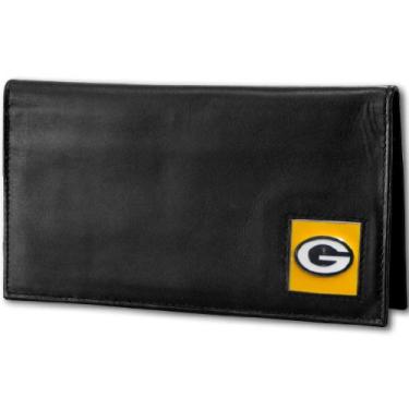 Imagem de Capa de couro para talão de cheques NFL Siskiyou Sports Fan Shop Green Bay Packers Deluxe tamanho único preta