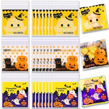 Imagem de Conjunto autoadesivo para biscoitos/doces/petiscos, 300 peças, sacos de doces, sacos de celofane, autoadesivos, 4 estilos, sacos de guloseimas de Halloween, saco de biscoitos, sacos de plástico de