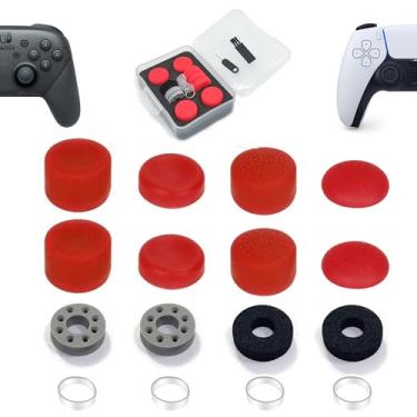 Imagem de ZHI-NYLLDJS FPS – Gamepad com aderência de polegar, antiderrapante, para PS5/4, anéis de precisão Switch Pro, anéis de assistência, estojo de armazenamento (16 peças), conjunto vermelho
