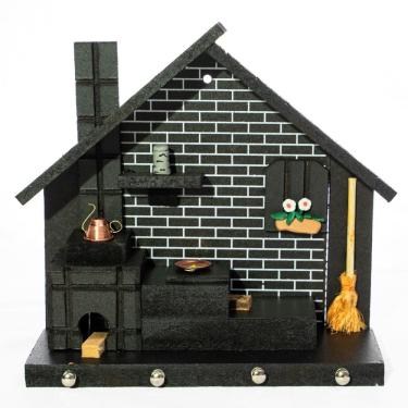 Imagem de Porta Chaves de Parede Casinha Mineira Artesanal G Preto