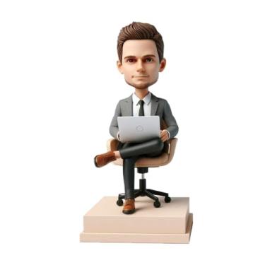 Imagem de Bobblehead de empreendedor masculino personalizado para maridos irmãos começando negócios personalizado a partir de foto presente encorajador no lançamento da empresa, aniversário, decoração de mesa