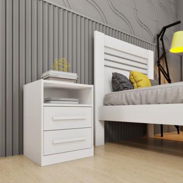 Imagem de Mesa de Cabeceira 2 Gavetas - Barcelona-Neve - Tcil Móveis