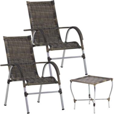 Imagem de Conjunto de Cadeiras E Mesa De Centro Área Varanda Edícula Jardim Churrasco Trama