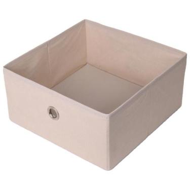 Imagem de Caixa Organizadora 28x14x28 Puxador Ilhós - Organicanto, Bege
