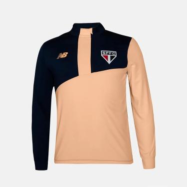 Imagem de Blusa Manga Longa Masculina NB 1/2 Ziper Treino SPFC 2024, Marinho/Laranja Fluor, GG