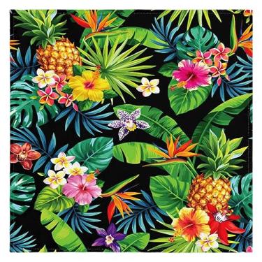 Imagem de KOBLEN Conjunto De 4 Guardanapos Pano Com Flores Tropicais Havaianas, Laváveis Em Poliéster, Perfeitos Para Festas Casamento, Restaurantes E Decoração Casa, 50 X Cm